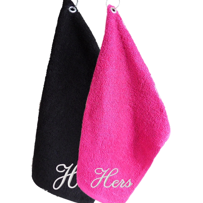 Golf Towels Personalised Golf Towels Pink and Black