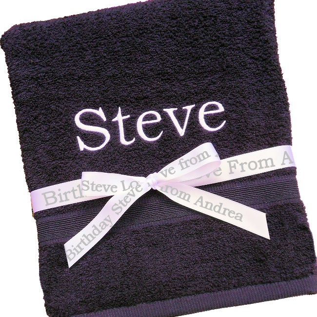 Navy Bath Towel Personalised Bath Towel Gift Navy Blue