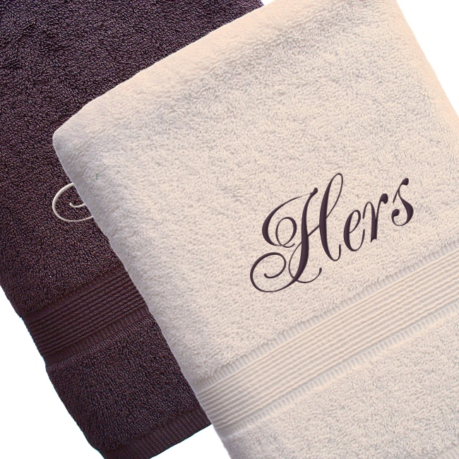 Mr and Mrs Towels Personalised Brown Cream Bath Towels