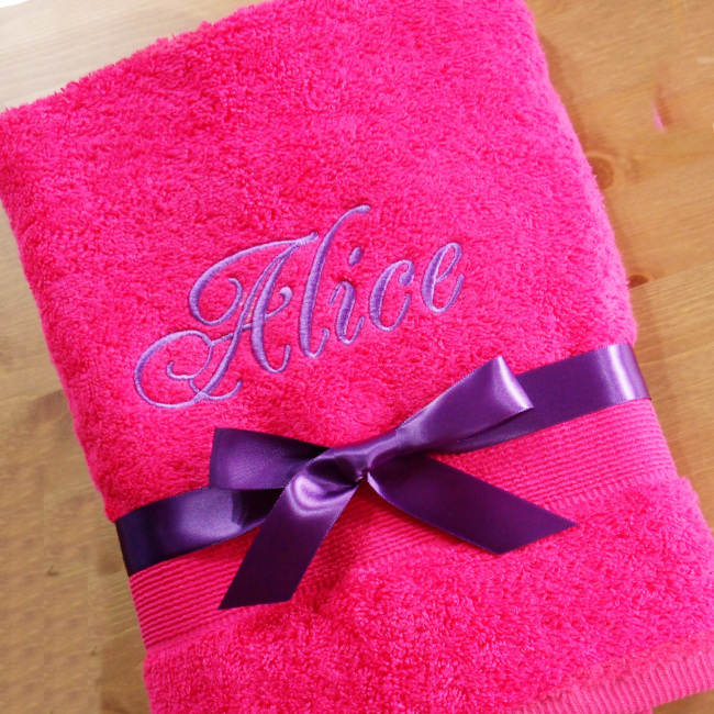 Personalised Towel Fushia Pink Bath Towel