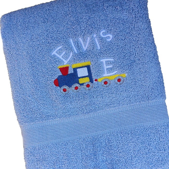 Train Towel Childrens Personalised Embroidered Train Towel