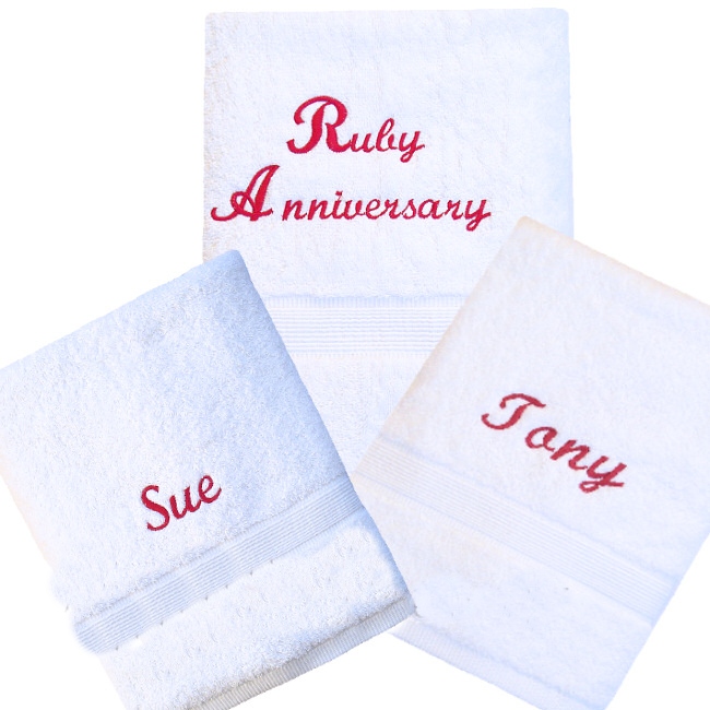 Anniversary Towels Personalised White Bath Towel Set