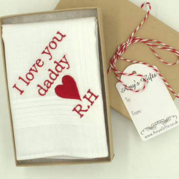 Love Heart Embroidered Message Hanky