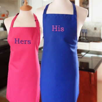His and Hers Aprons Personalised Pink and Blue Aprons