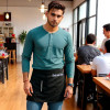 Personalised Bar Apron Black Single Pocket Waist Apron