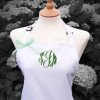 Ladies Personalised Apron Swirl Embroidered Apron White and Lime