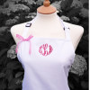 Personalised Ladies Apron Monogrammed Apron White and Pink