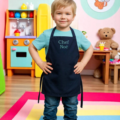 Childrens Apron Personalised Navy Blue Kids Apron
