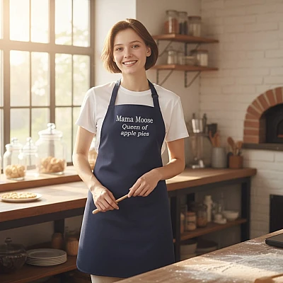 Personalised Navy Cotton Apron – Embroidered Name or Message – Custom Kitchen Gift
