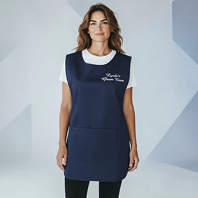 Personalised Navy Blue Tabard – Embroidered Workwear Uniform Apron
