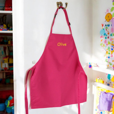 Childrens Apron Personalised Hot Pink Kids Apron