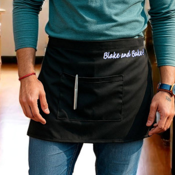 Personalised Bar Apron Black Single Pocket Waist Apron