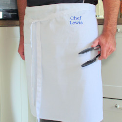 Personalised Half Apron White Waist or Bar Apron
