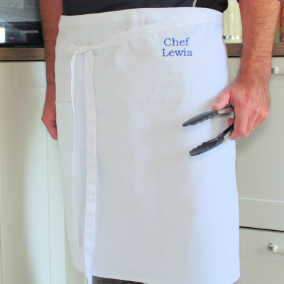 Personalised Half Apron White Waist or Bar Apron
