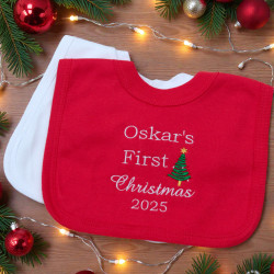 First Christmas Baby Bibs Christmas Tree Personalised Bib