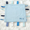 Personalised Baby Comforter Blue Ribbon Taggy Comforter