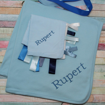 Baby Boys Blanket Gift Set Personalised Comforter and Blanket