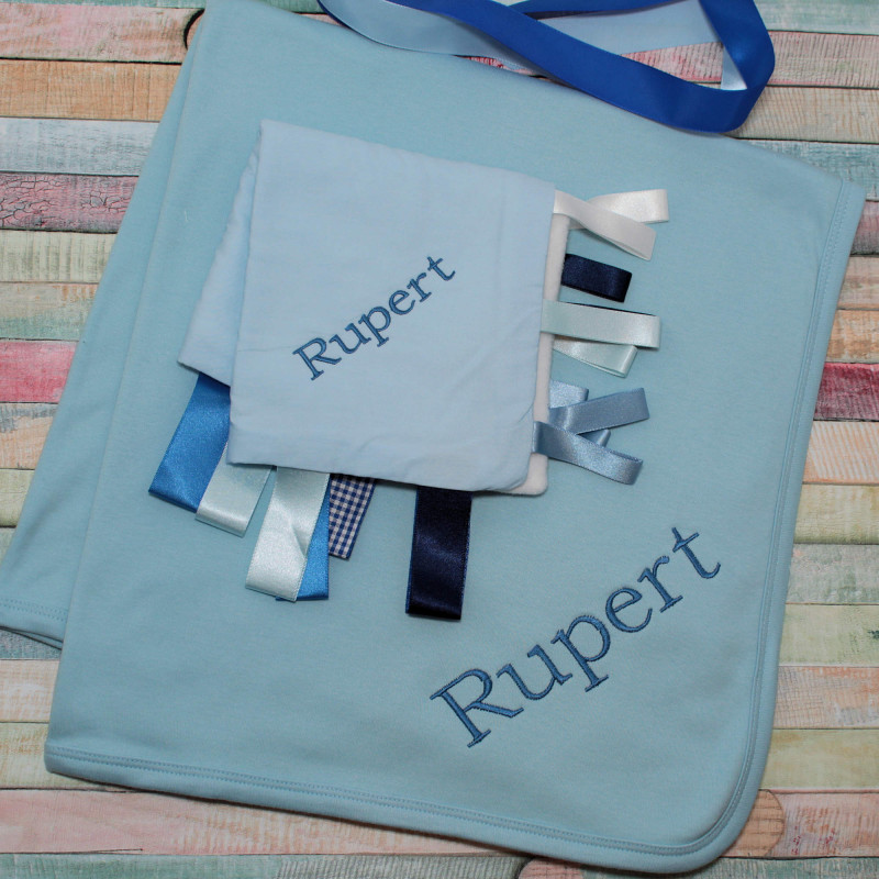 Baby Boys Blanket Gift Set Personalised Comforter and Blanket