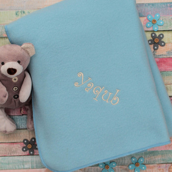 Personalised Pram Fleece Baby Boys Blue Blanket