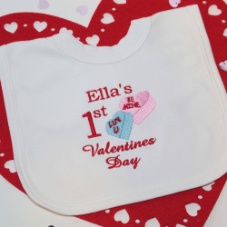 First Valentines Bib Love Hearts 1st Baby Bib