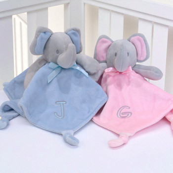 Elephant Baby Comforter Monogram Initial Taggy Blankie