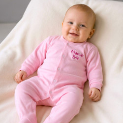 Personalised Sleepsuit Baby Pink Babygrows