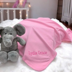 Personalised Baby Blanket Pink Cotton Jersey Blanket