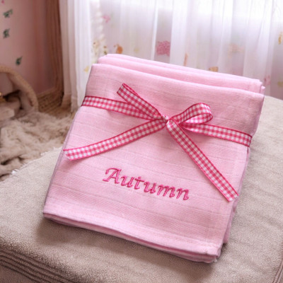 Personalised Muslin Squares Pink Cotton Muslins Set