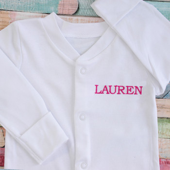 Baby Sleepsuit Personalised White Babygrows