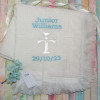 Christening Shawl Personalised Boys White Cross Blanket