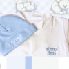 Baby Hat and Sleepsuit Personalised Blue and White Set