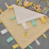 Personalised Baby Comforter Yellow Pinneapple Ribbon Taggy