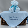 Personalised Baby Blanket Blue Cotton Jersey Blanket