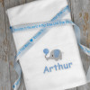 Personalised Elephant Blanket New Baby Boys Gift with Ribbon