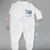 Personalised Baby Boy Sleepsuit Cute Embroidered Elephant Babygrow