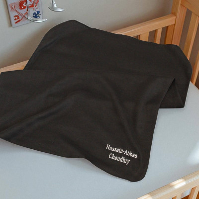 Personalised Baby Blanket Black Pram Fleece