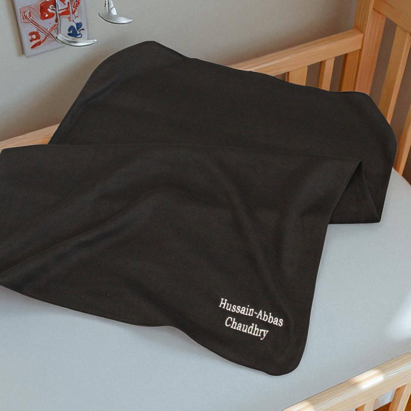 Personalised Baby Blanket Black Pram Fleece