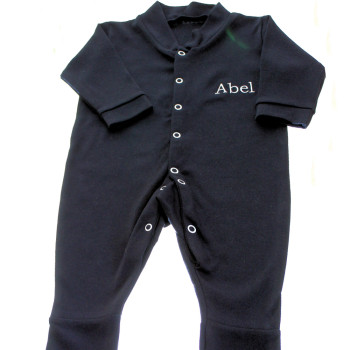 Personalised Black Sleepsuit Embroidered Babygrow Sleeper 6-12 months