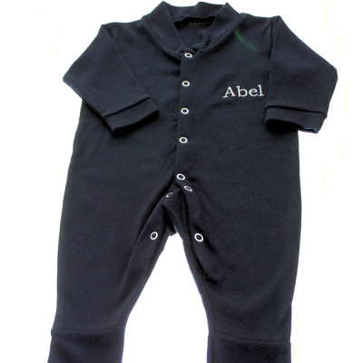 Personalised Black Sleepsuit Embroidered Babygrow Sleeper 6-12 months