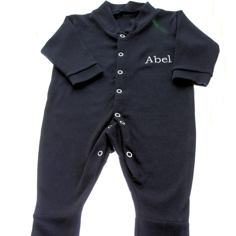 Personalised Black Sleepsuit Embroidered Babygrow Sleeper 6-12 months