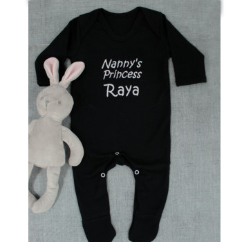 Personalised Babygrows Black Baby Romper Suit