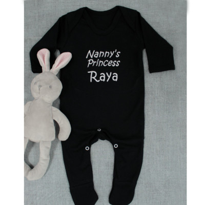 Personalised Babygrows Black Baby Romper Suit