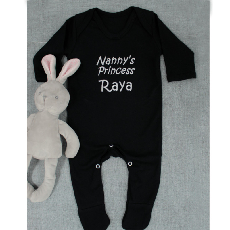 Personalised Babygrows Black Baby Romper Suit