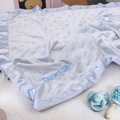 Personalised Baby Boys Blanket Blue Stars Soft Sherpa Fleece