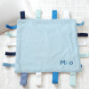 Personalised Baby Comforter Blue Ribbon Taggy Comforter