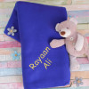 Childs Fleece Blanket Embroidered Royal Blue Fleece