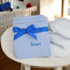 Personalised Muslin Squares Blue Cotton Muslins Gift Set