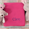 Personalised Pink Baby Blanket Embriodered Dark Pink Fleece