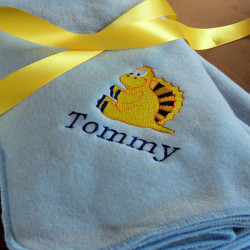 Personalised Dinosaur Baby Blanket Blue Baby Fleece Blanket