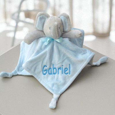 Elephant Baby Comforter Personalised Baby Boy Blankie